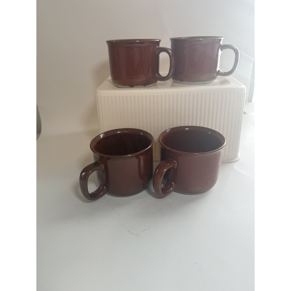 Taylor & Ng Vintage Gorgeous Brown Stoneware Drop Glaze Mug Set- 4